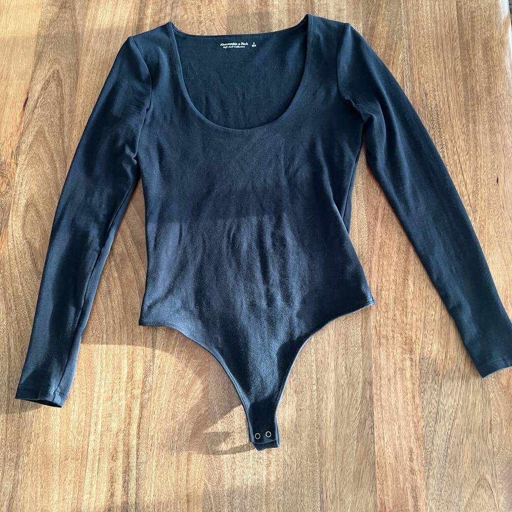Abercrombie & Fitch Black Long Sleeve Scoop Neck Bodysuit